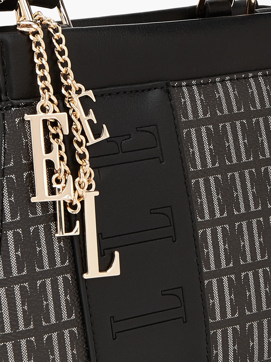 Monogram Print Satchel Bag with Detachable Strap