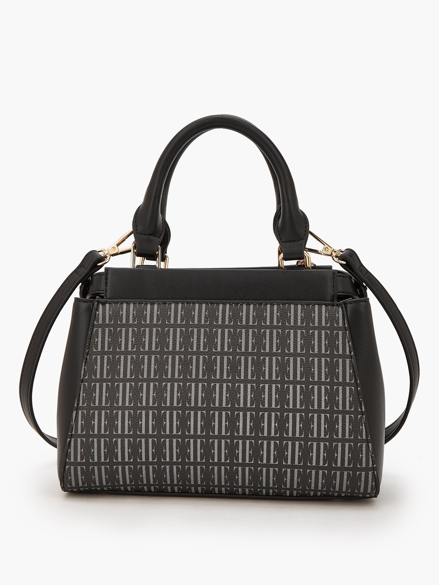 Monogram Print Satchel Bag with Detachable Strap
