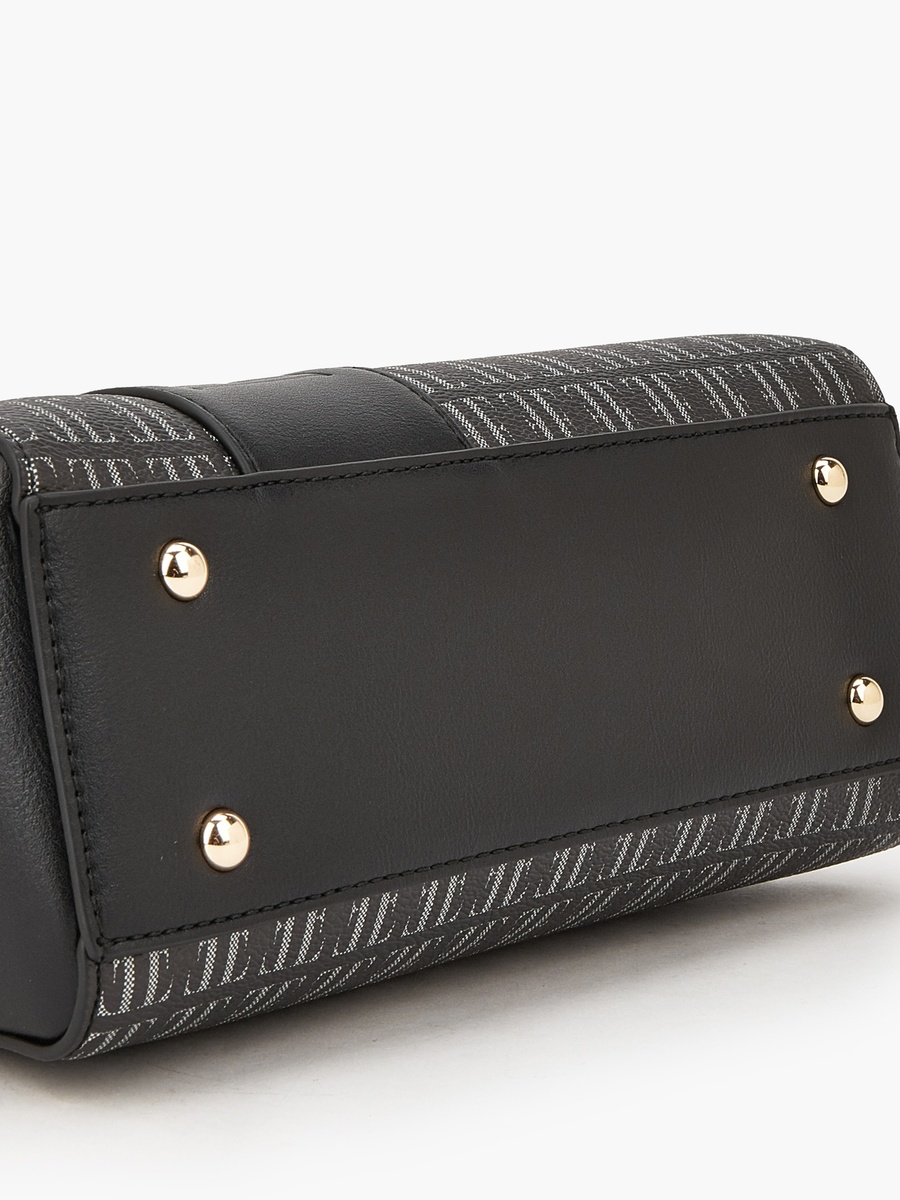 Monogram Print Satchel Bag with Detachable Strap