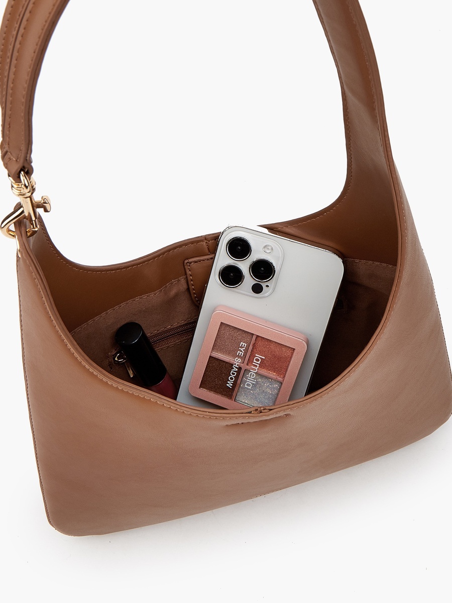 Solid Shoulder Bag with Strap Handle