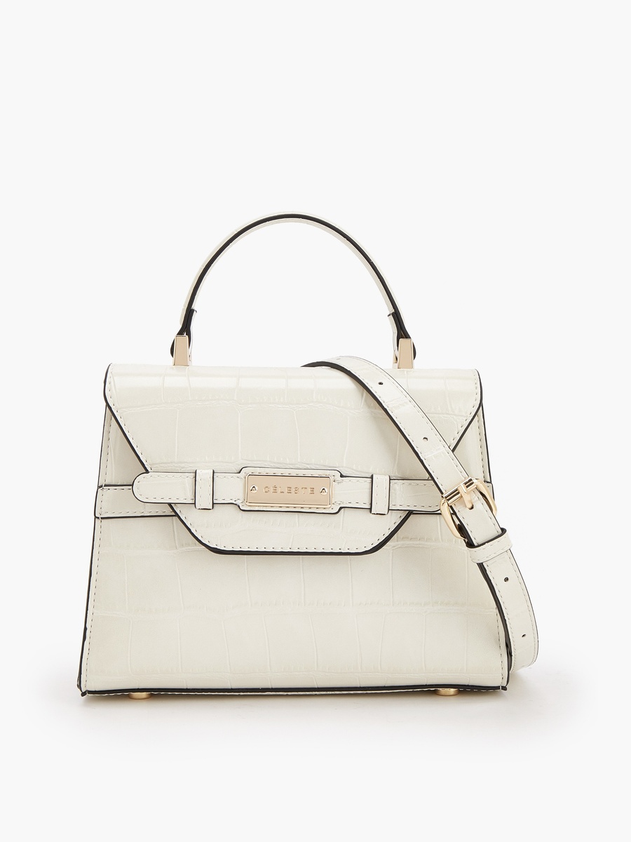 Textured Satchel Bag with Detachable Strap