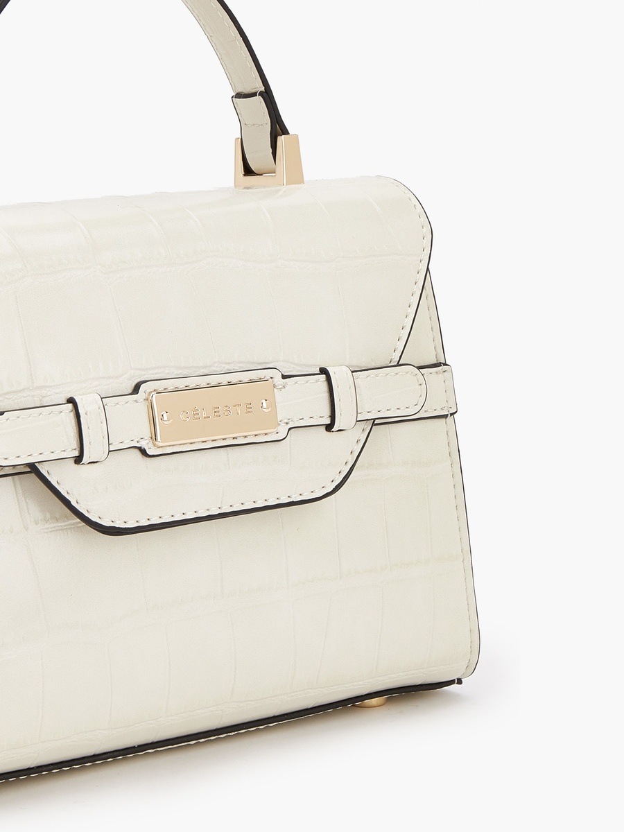 Textured Satchel Bag with Detachable Strap