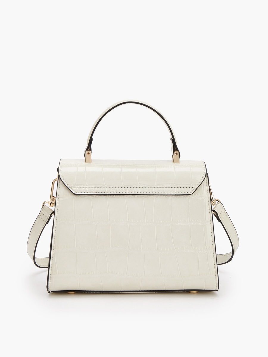 Textured Satchel Bag with Detachable Strap