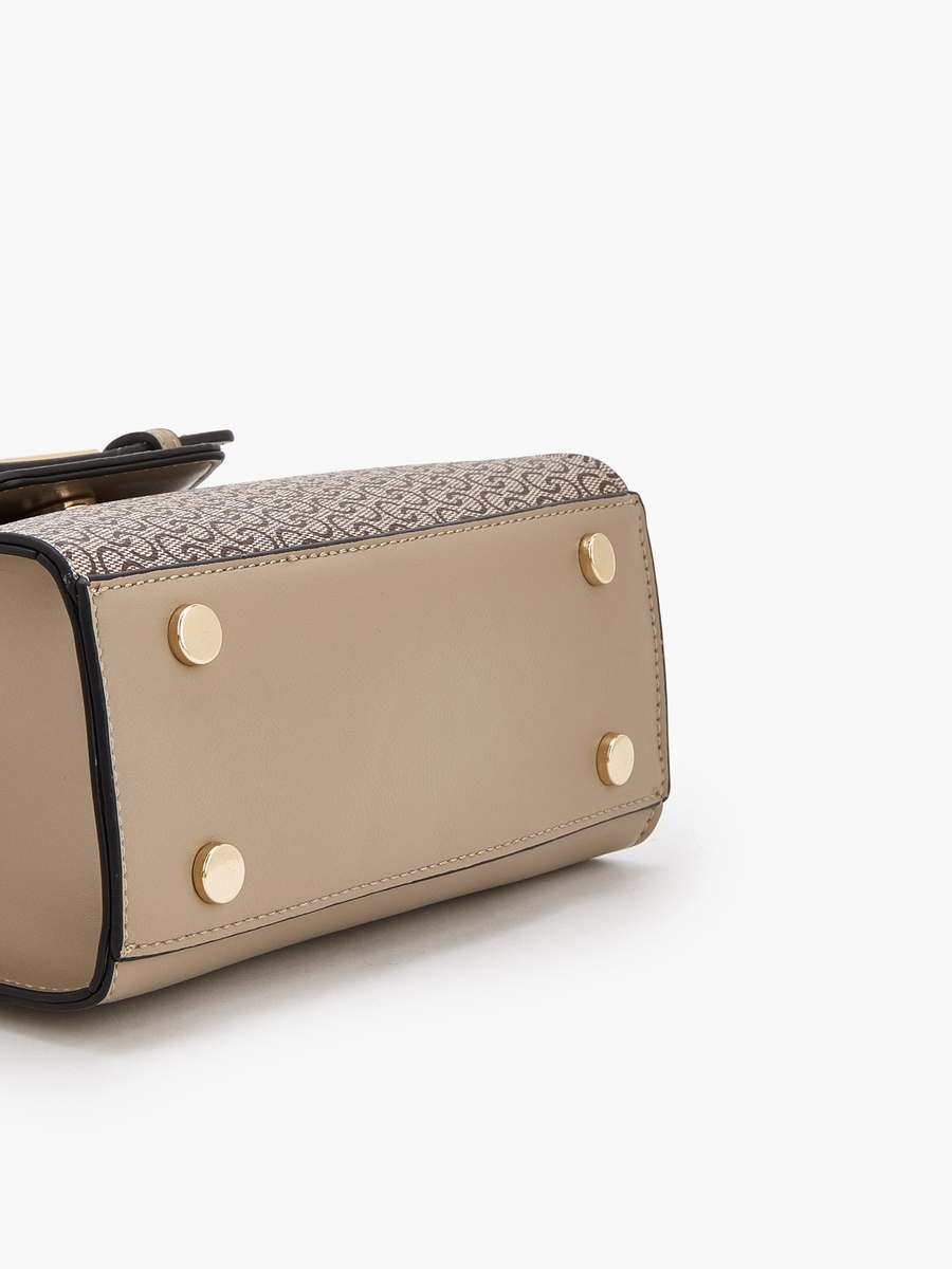 Monogram Print Satchel Bag with Detachable Strap