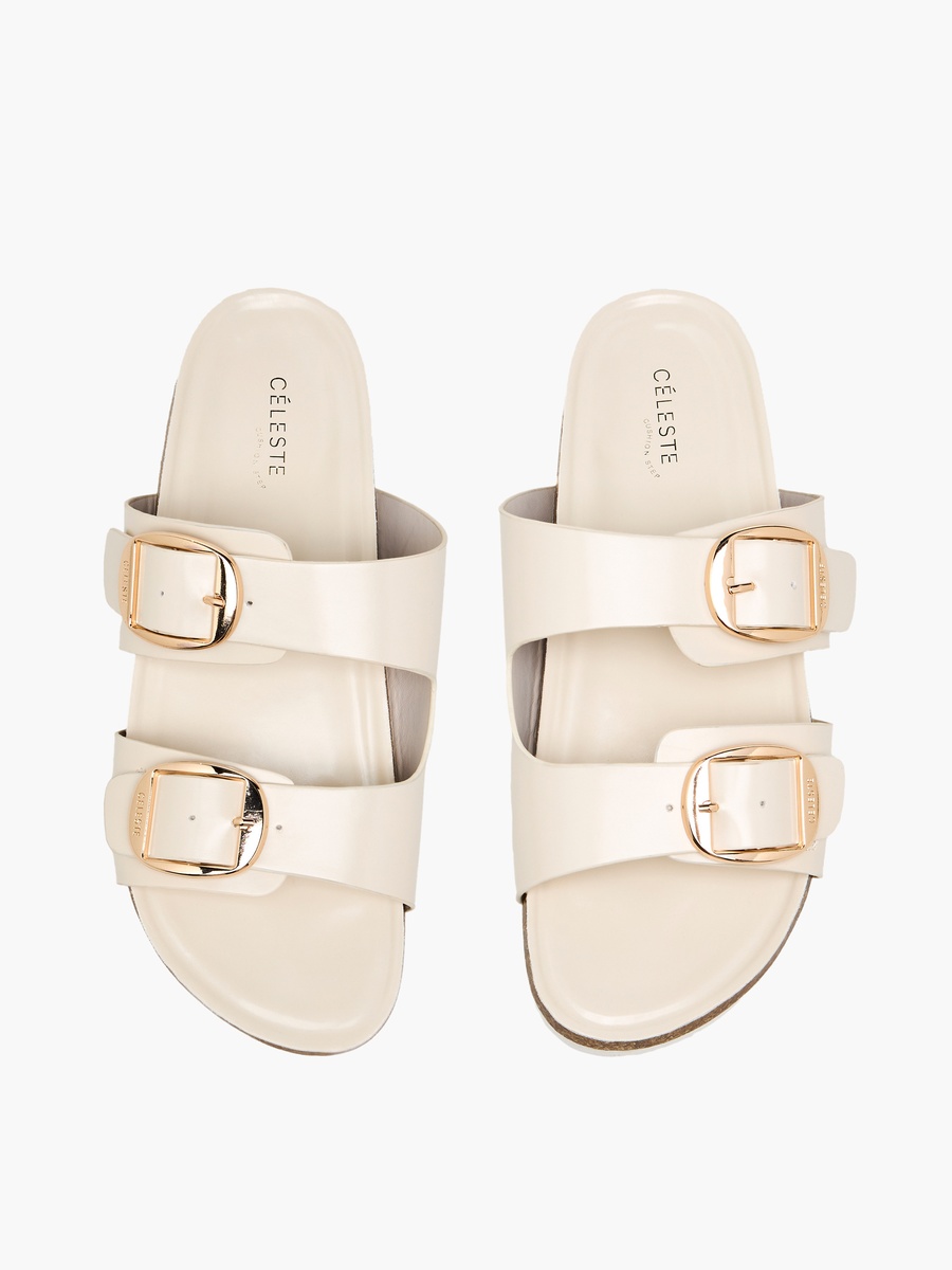 Women Buckle Detail Slide Sandals