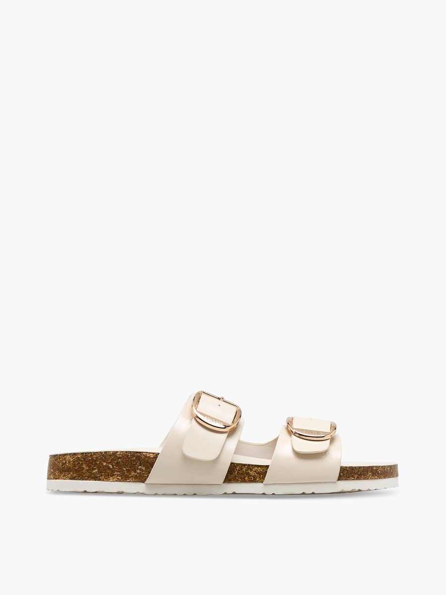 Women Buckle Detail Slide Sandals