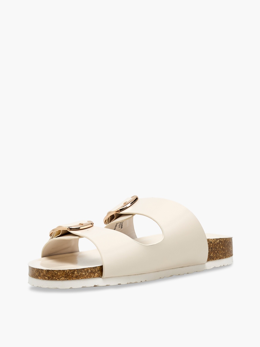 Women Buckle Detail Slide Sandals