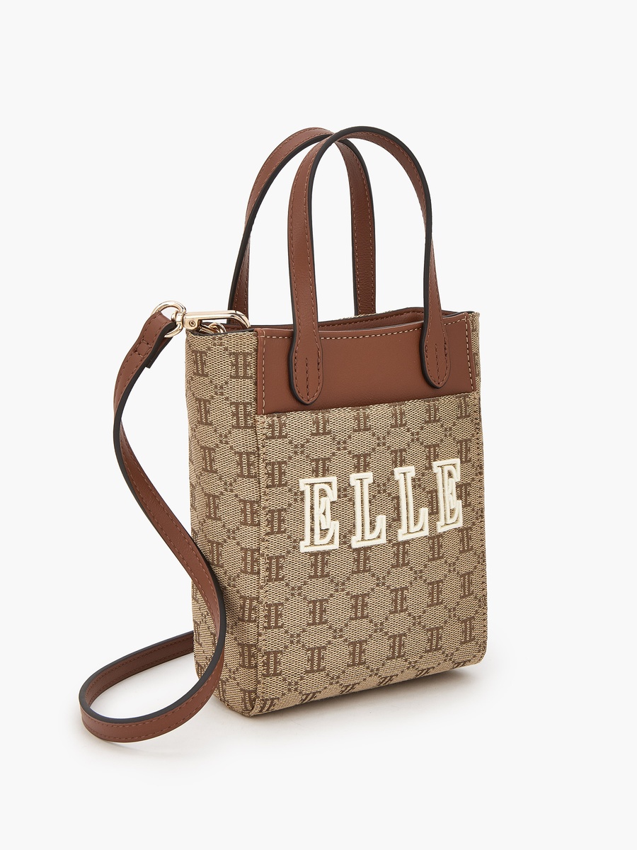 Monogram Textured Crossbody Bag with Detachable Strap
