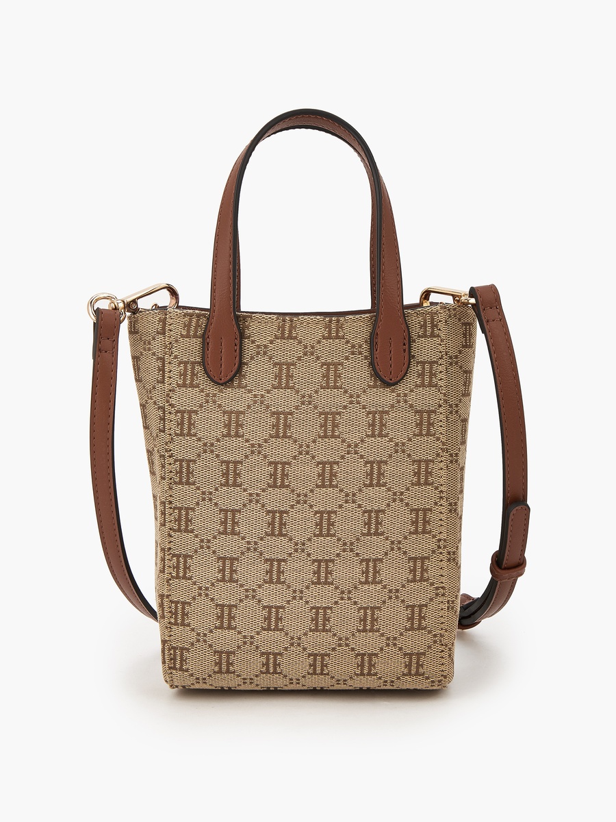 Monogram Textured Crossbody Bag with Detachable Strap