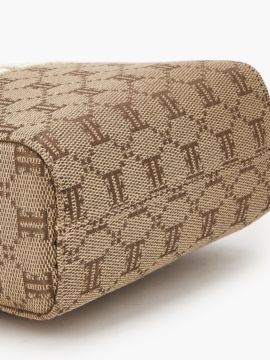 Monogram Textured Crossbody Bag with Detachable Strap