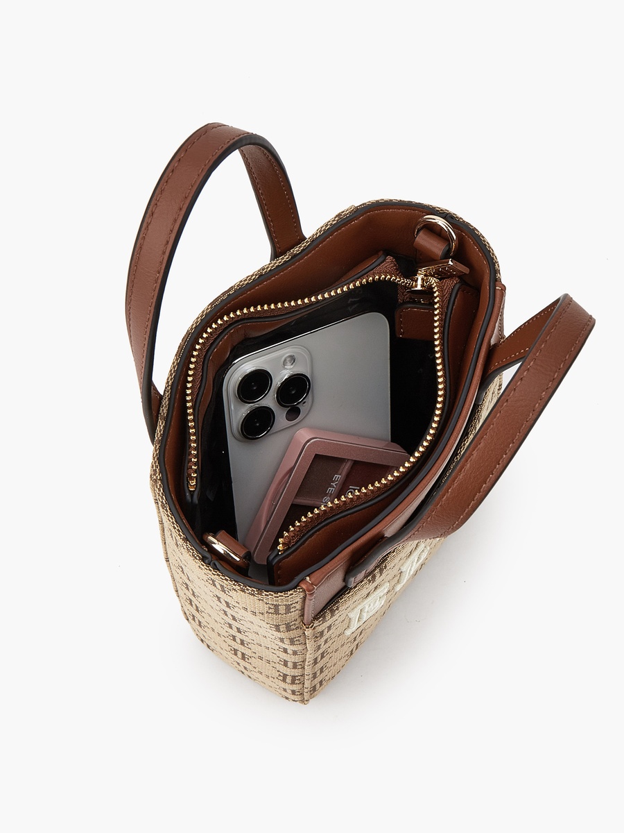 Monogram Textured Crossbody Bag with Detachable Strap