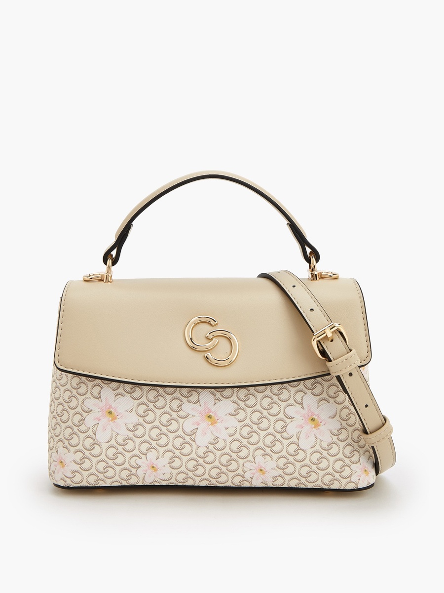 Monogram Print Crossbody Bag with Detachable Strap