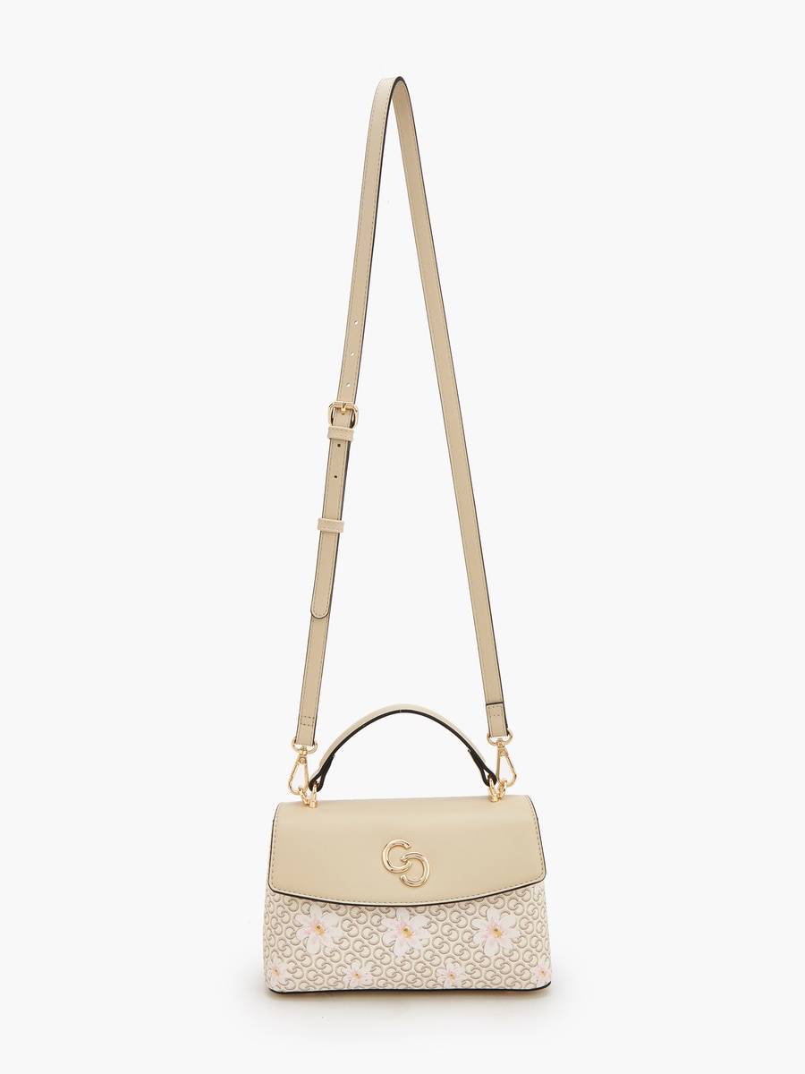Monogram Print Crossbody Bag with Detachable Strap