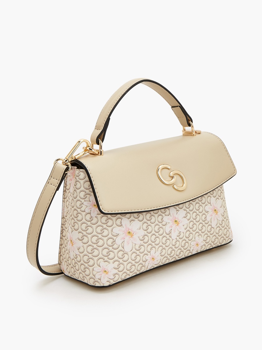 Monogram Print Crossbody Bag with Detachable Strap