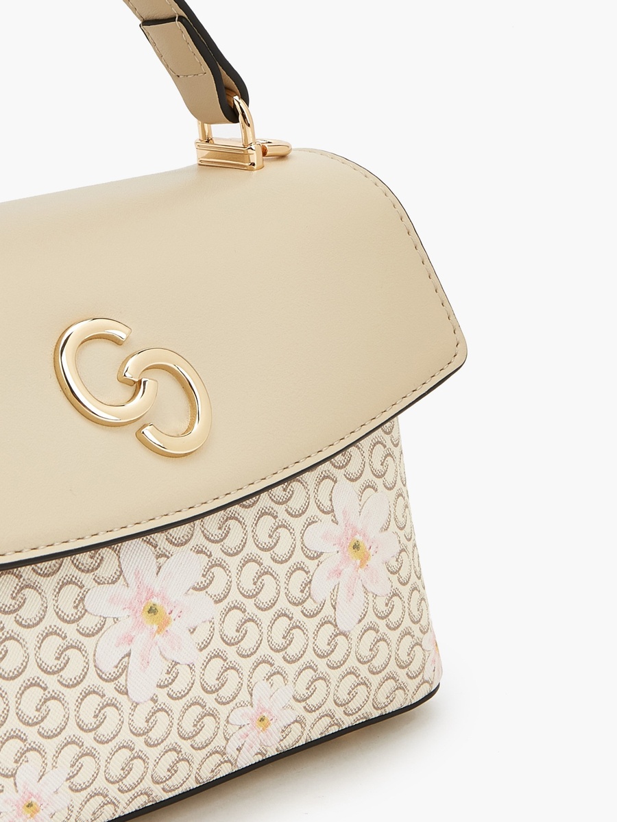 Monogram Print Crossbody Bag with Detachable Strap