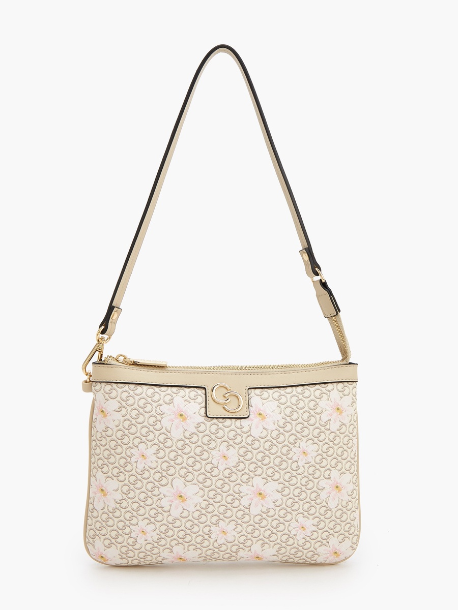 Monogram Print Shoulder Bag with Strap Handle