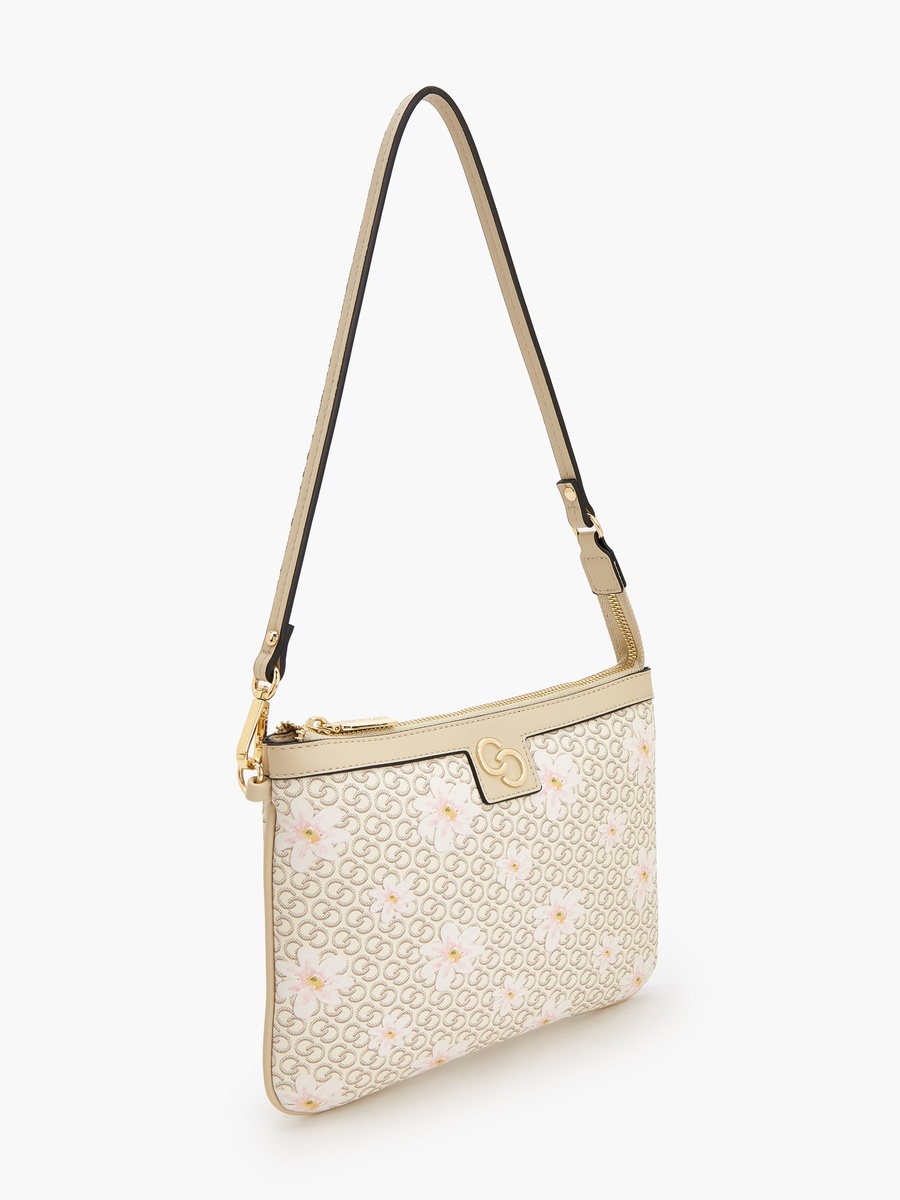 Monogram Print Shoulder Bag with Strap Handle