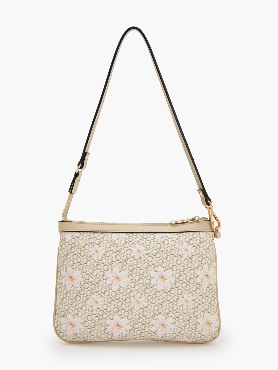 Monogram Print Shoulder Bag with Strap Handle