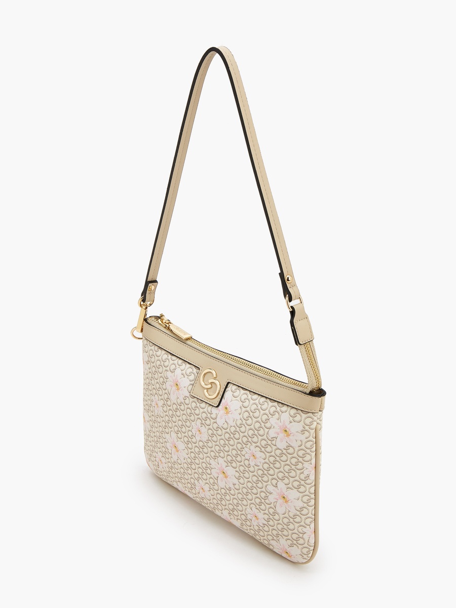 Monogram Print Shoulder Bag with Strap Handle