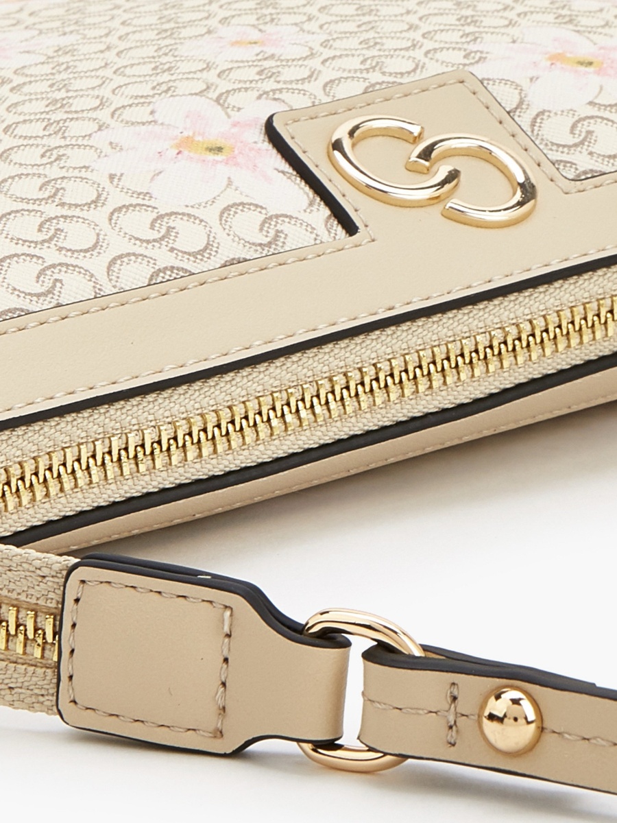 Monogram Print Shoulder Bag with Strap Handle
