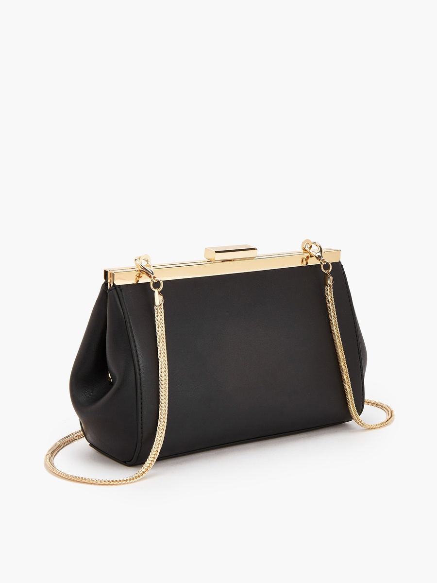 Plain Crossbody Bag with Detachable Chain Strap