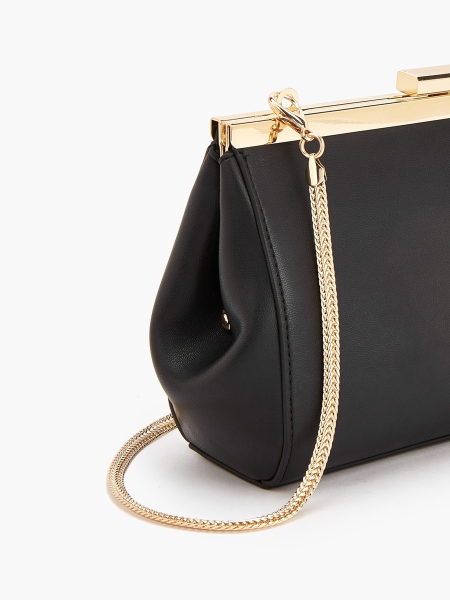 Plain Crossbody Bag with Detachable Chain Strap