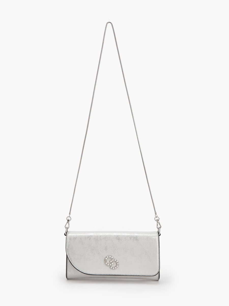 Textured Crossbody Bag with Detachable Chain Strap