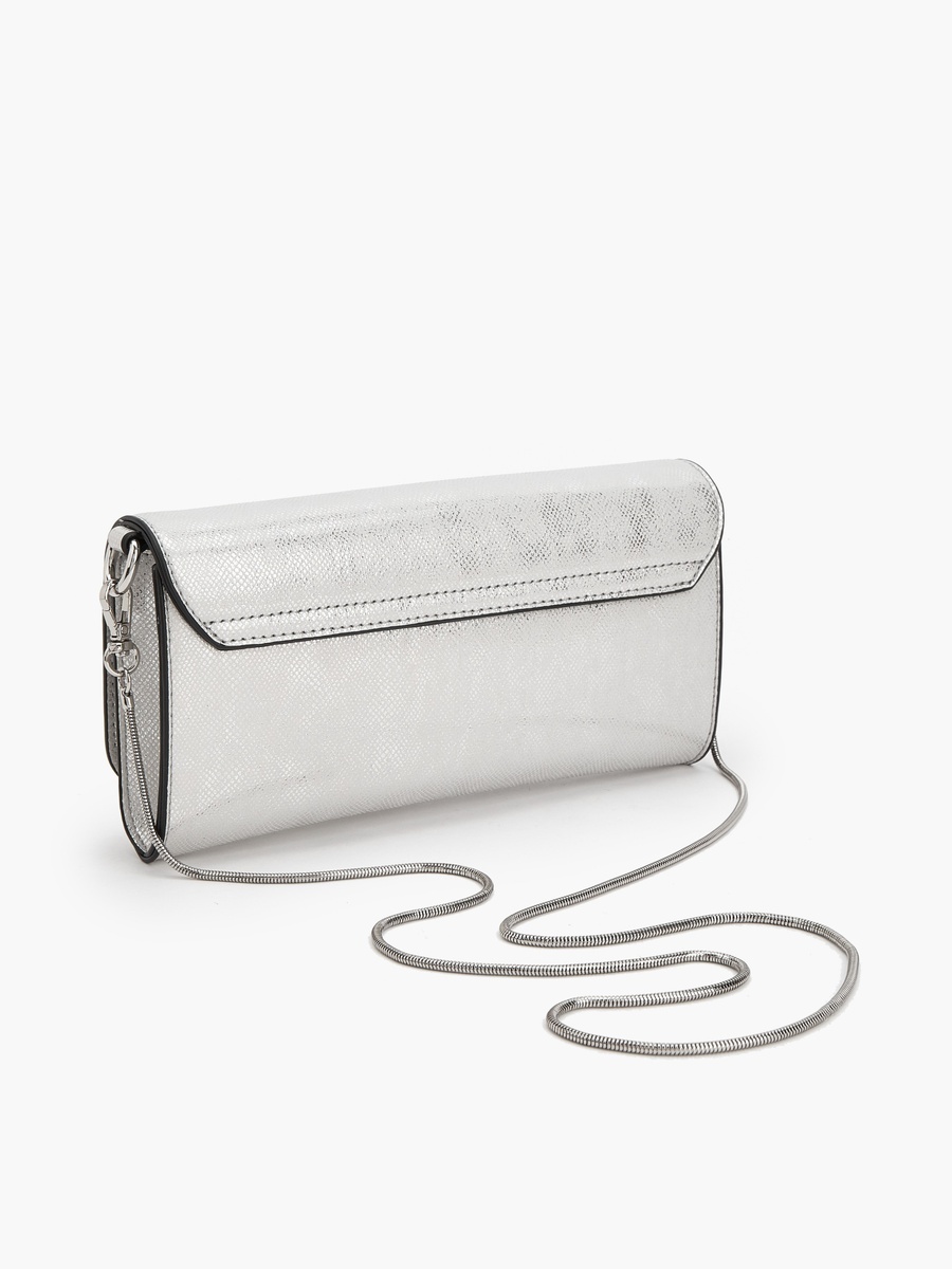 Textured Crossbody Bag with Detachable Chain Strap