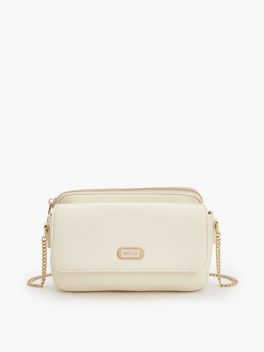Textured Crossbody Bag with Chain Strap