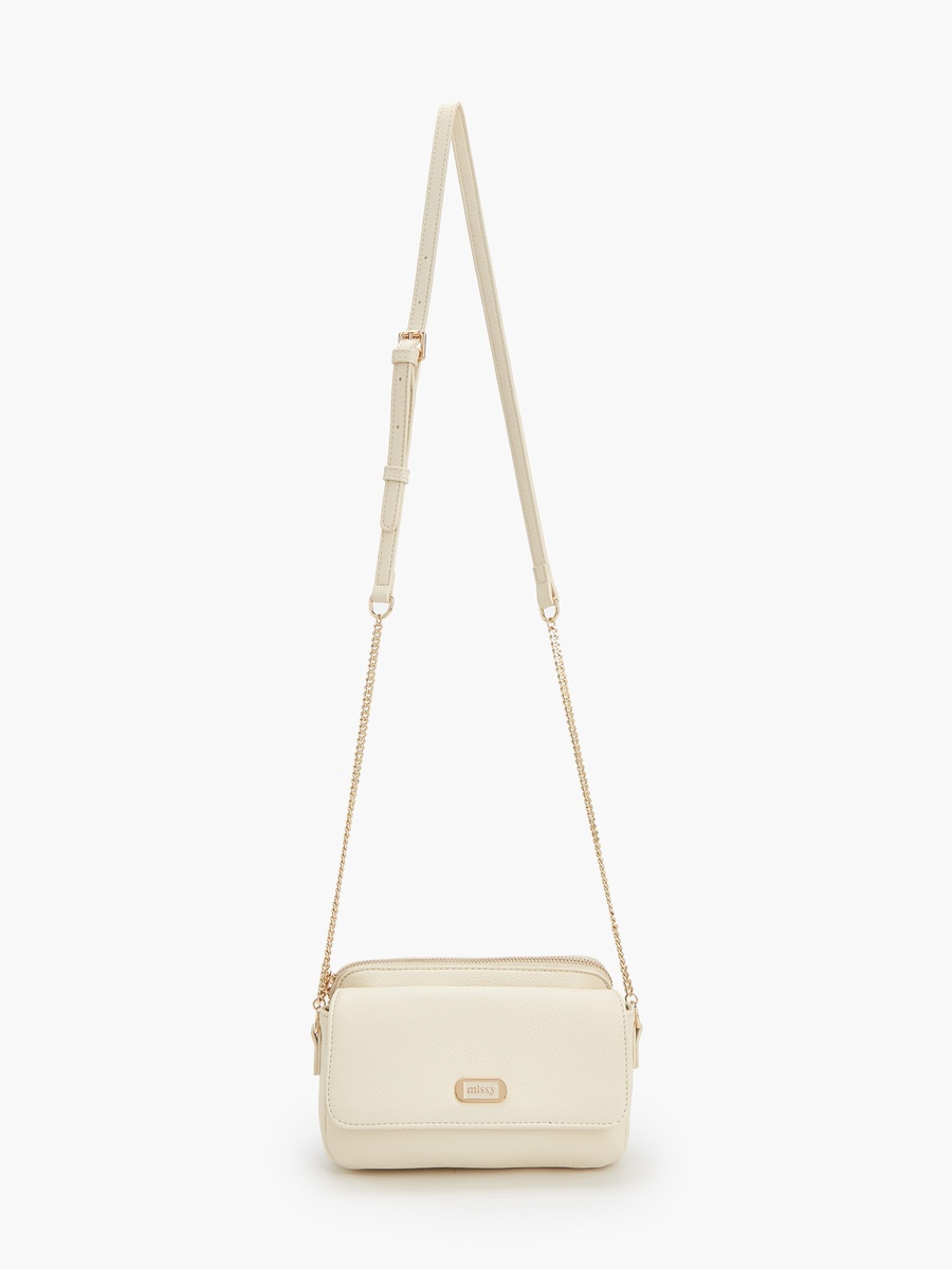 Textured Crossbody Bag with Chain Strap