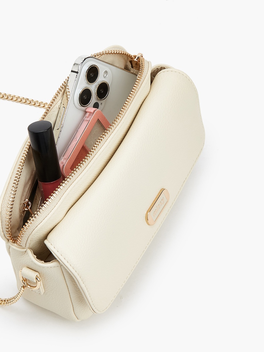 Textured Crossbody Bag with Chain Strap