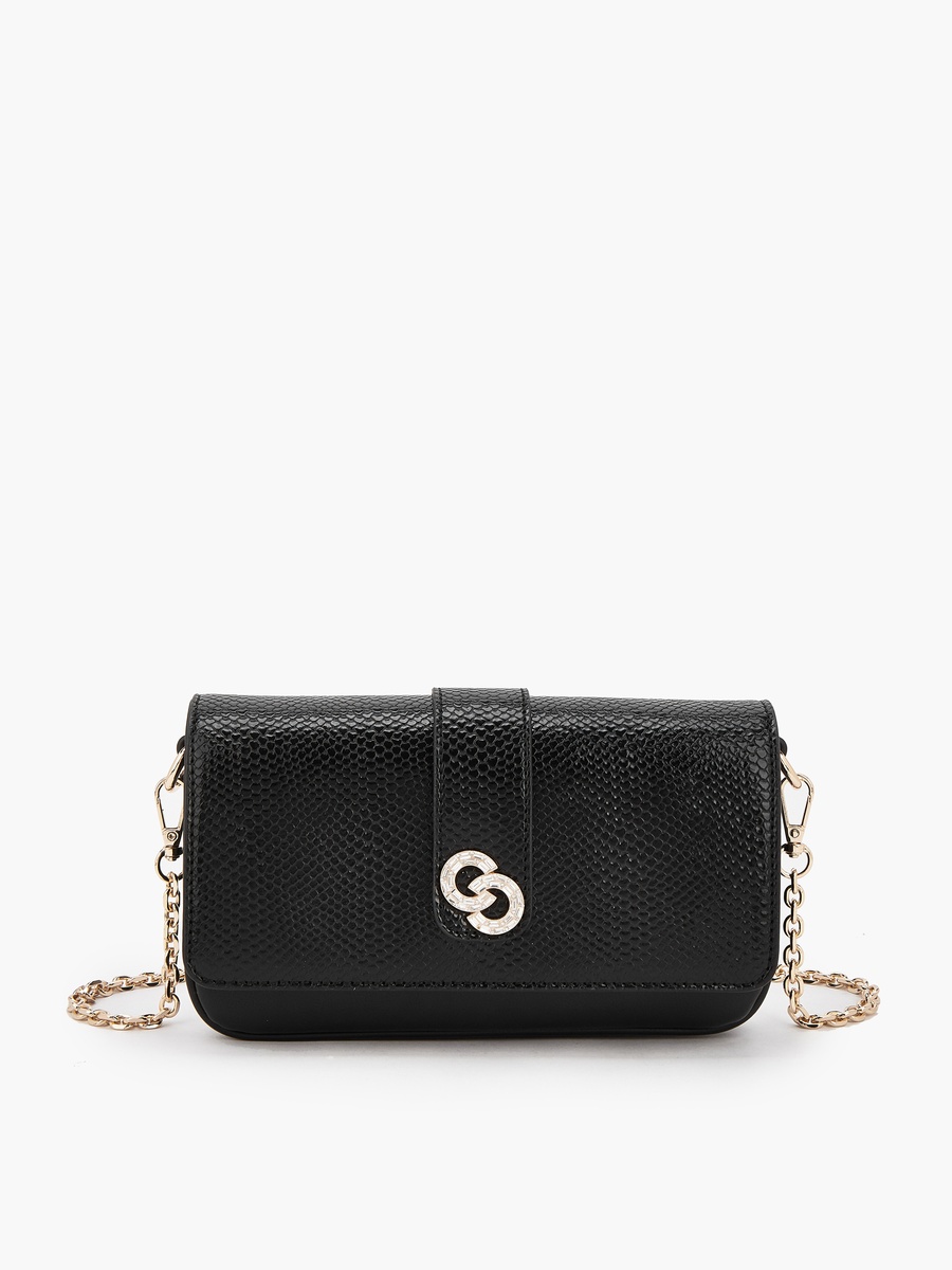 Textured Crossbody Bag with Detachable Chain Strap