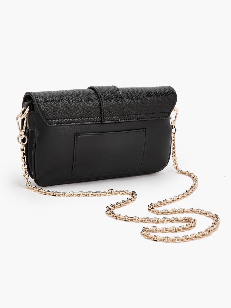 Textured Crossbody Bag with Detachable Chain Strap