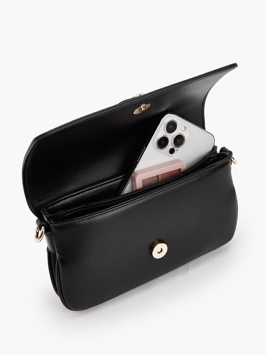 Textured Crossbody Bag with Detachable Chain Strap