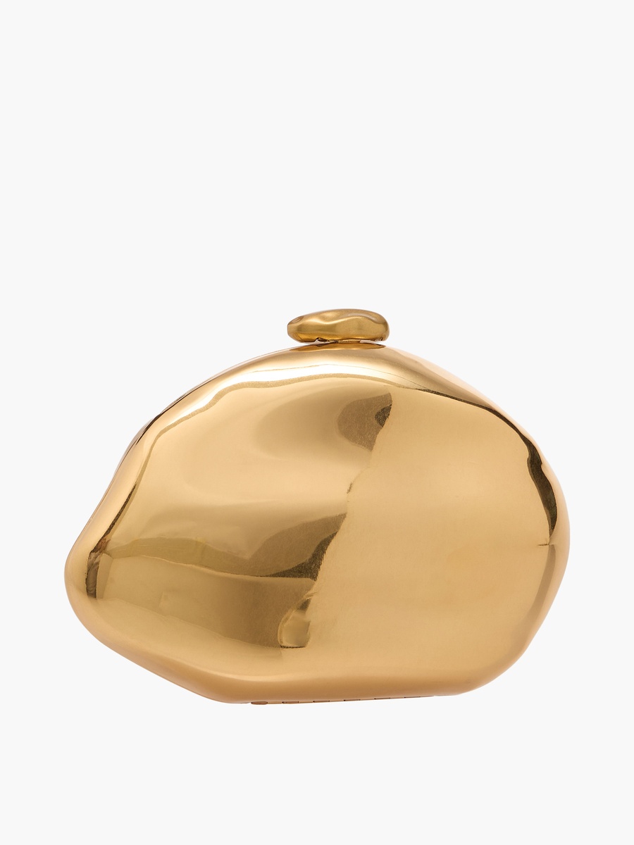 Metallic Clutch with Detachable Chain Strap