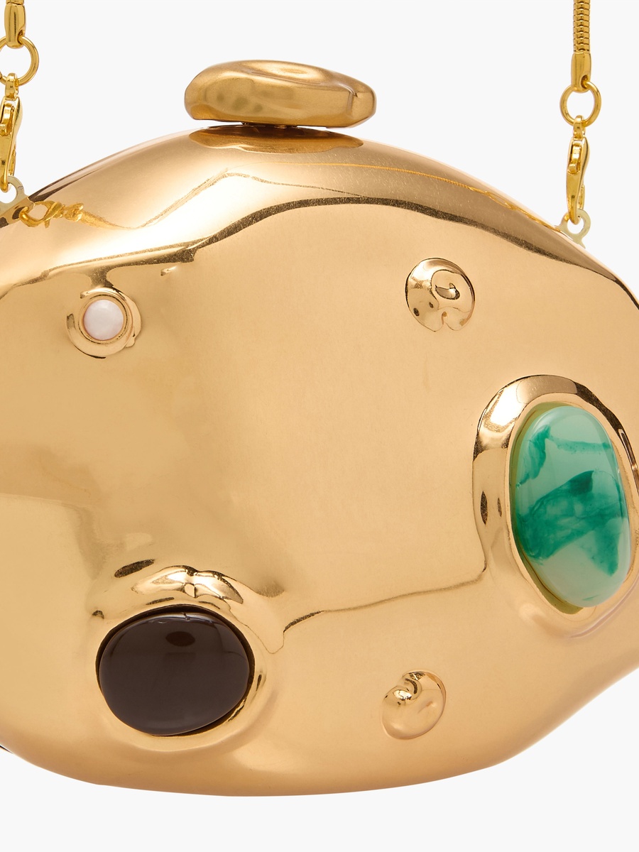 Metallic Clutch with Detachable Chain Strap