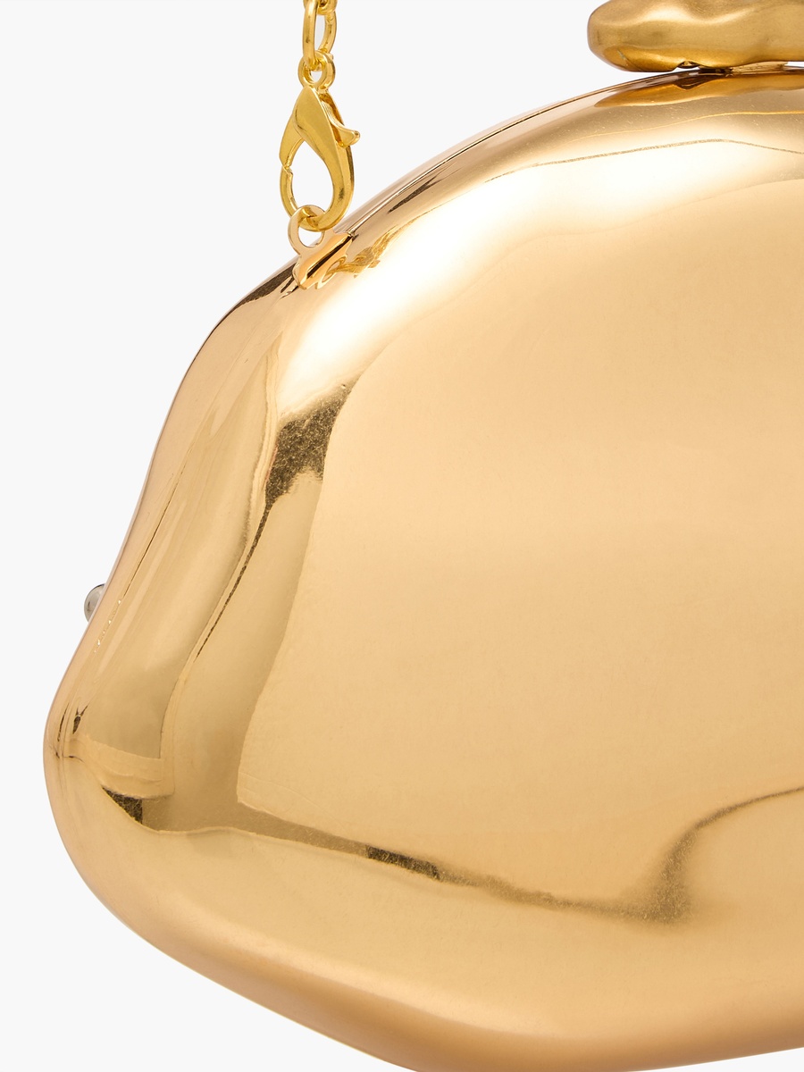 Metallic Clutch with Detachable Chain Strap