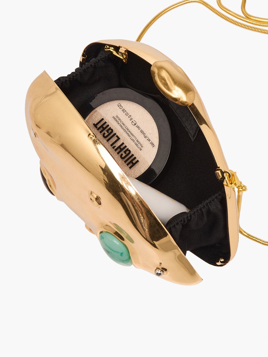 Metallic Clutch with Detachable Chain Strap