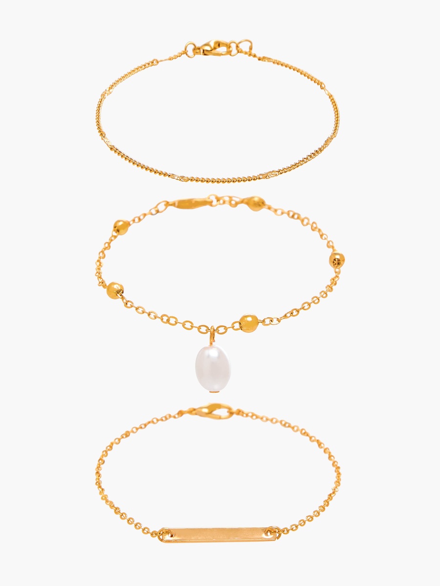 Pack of 3 Gold Tone Chain Style Bracelet