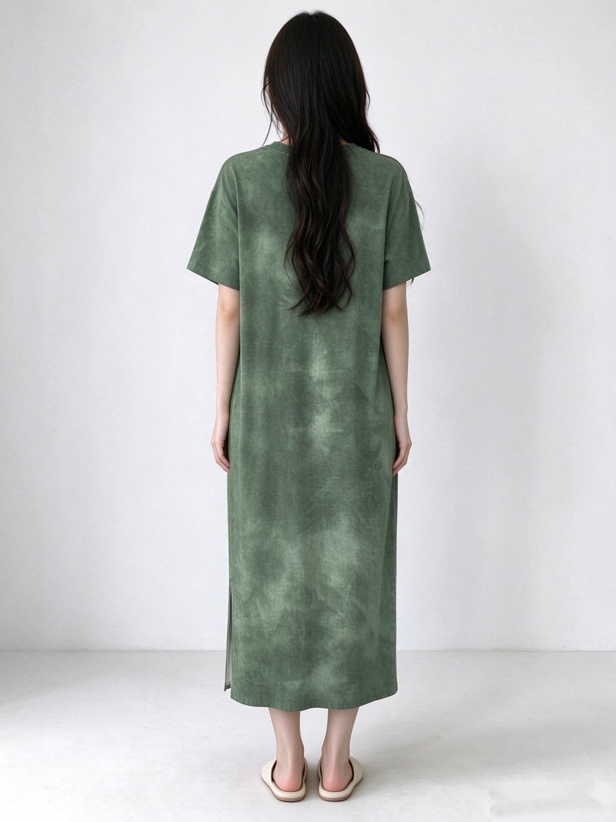Green Short Sleeve Tie-Dye Sleep T-Shirt
