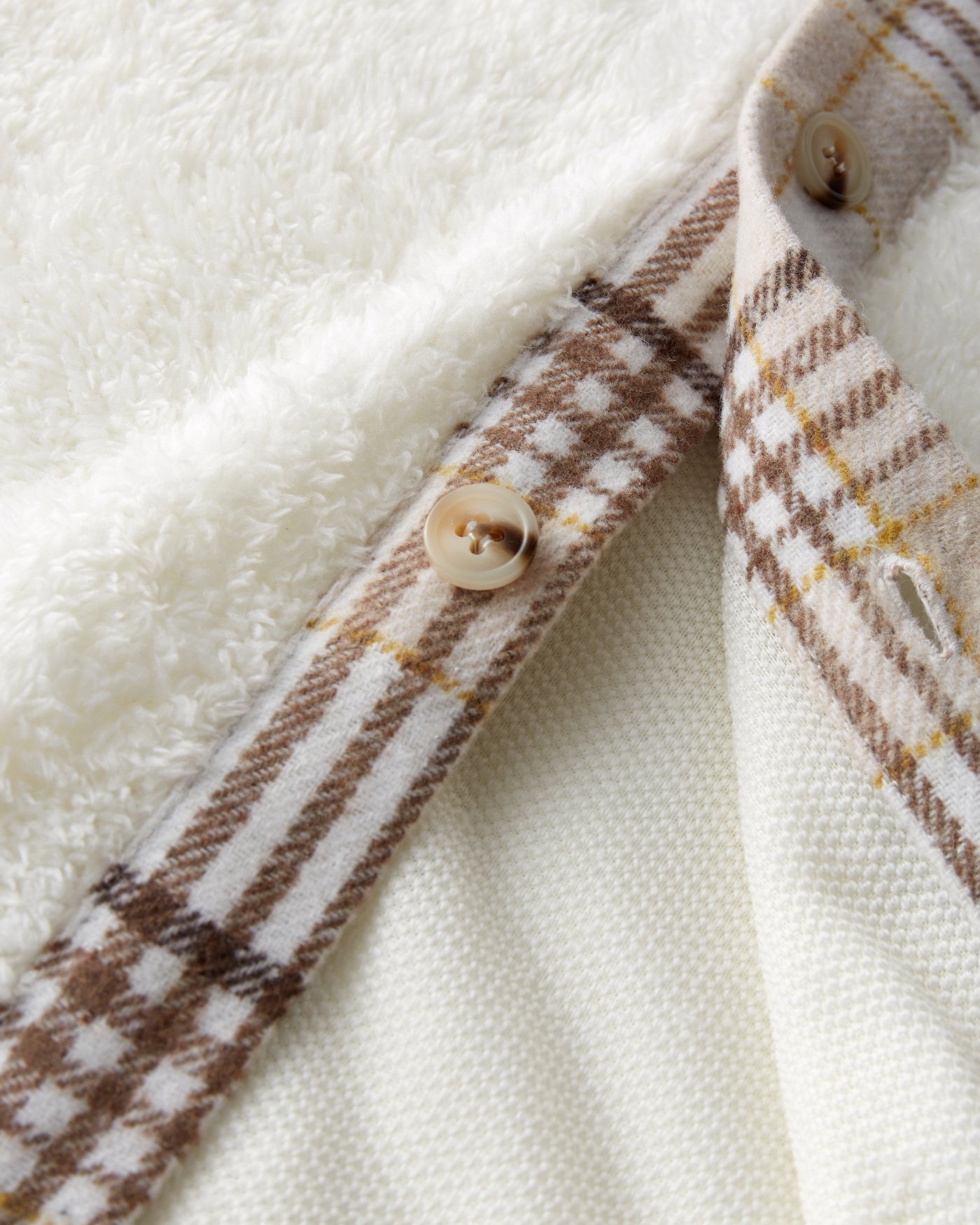 Men Checked Panel Fleece Shirt