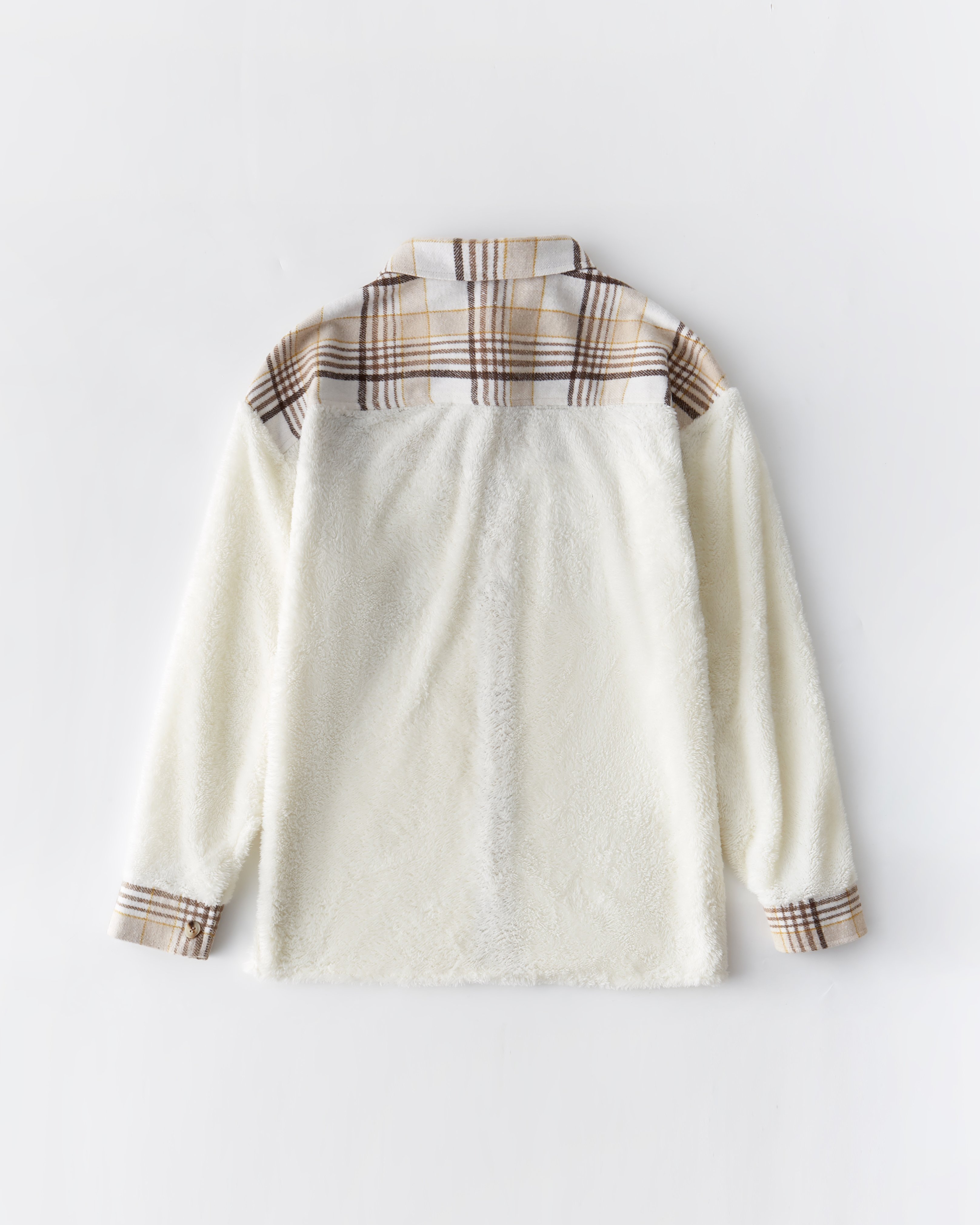 Men Checked Panel Fleece Shirt