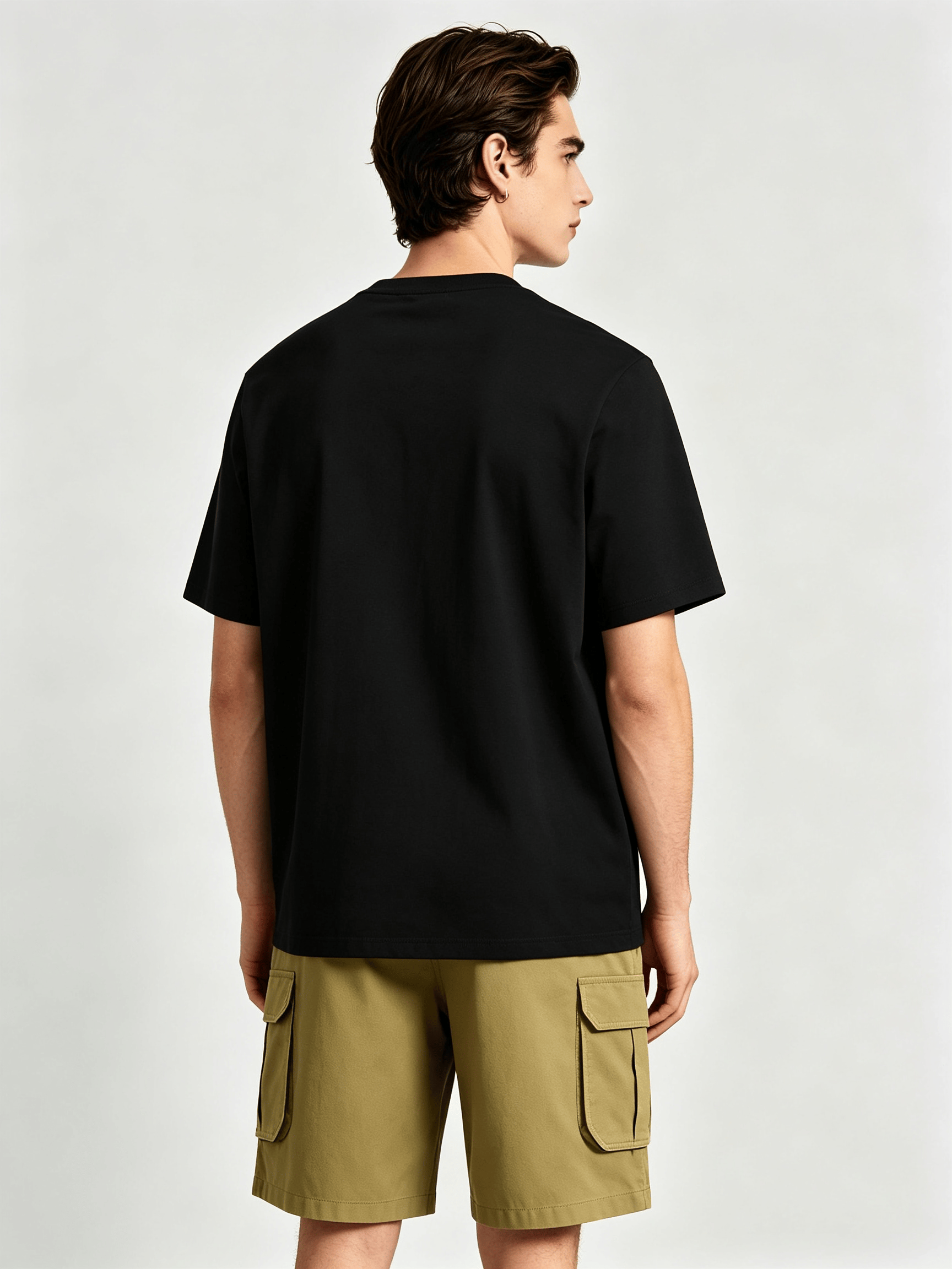Men Black Round Neck Short Sleeve T-Shirt