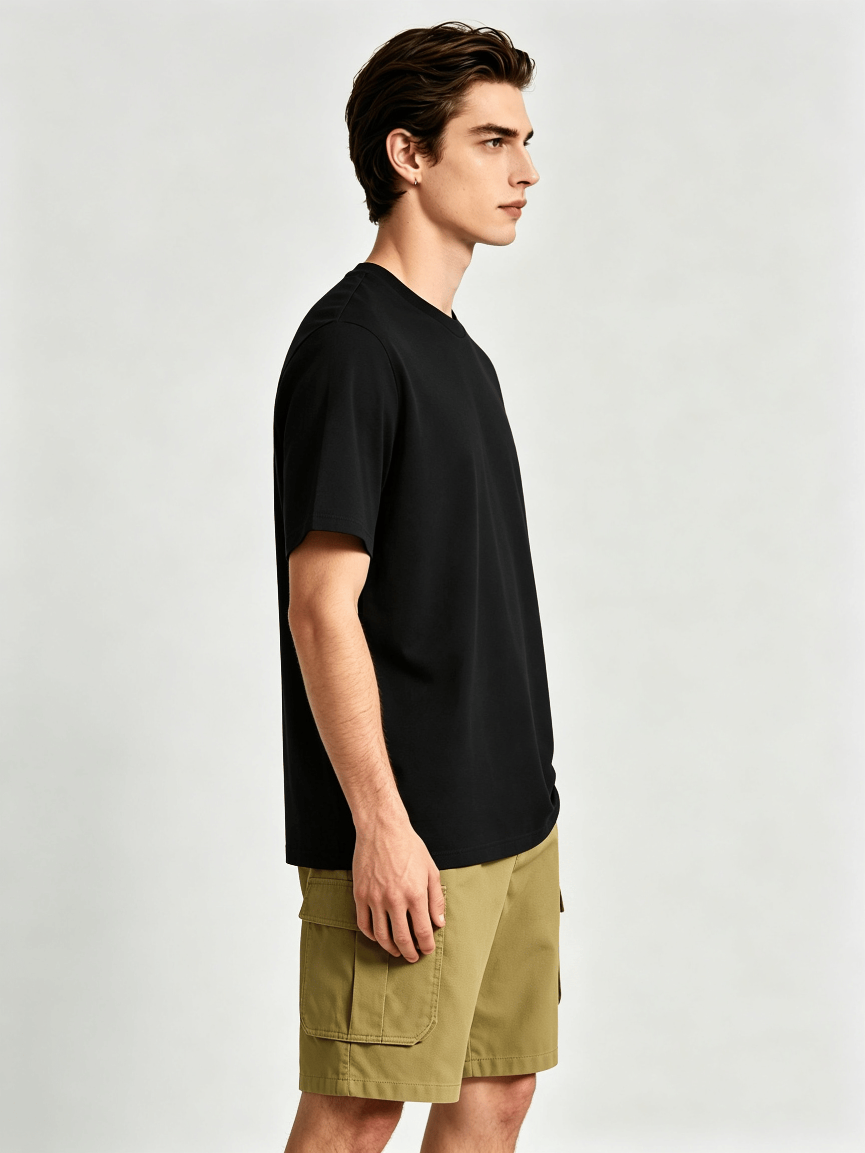 Men Black Round Neck Short Sleeve T-Shirt