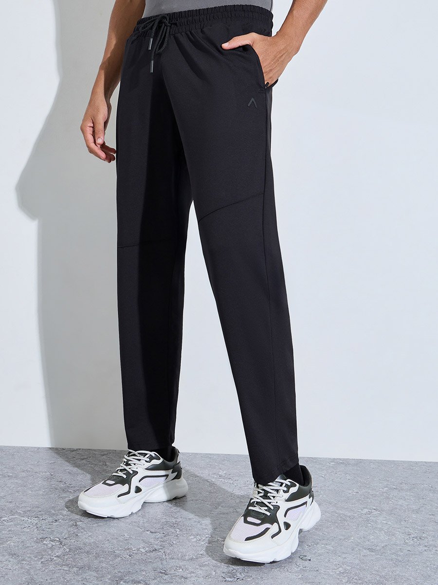 Black Solid Performance Track Pants