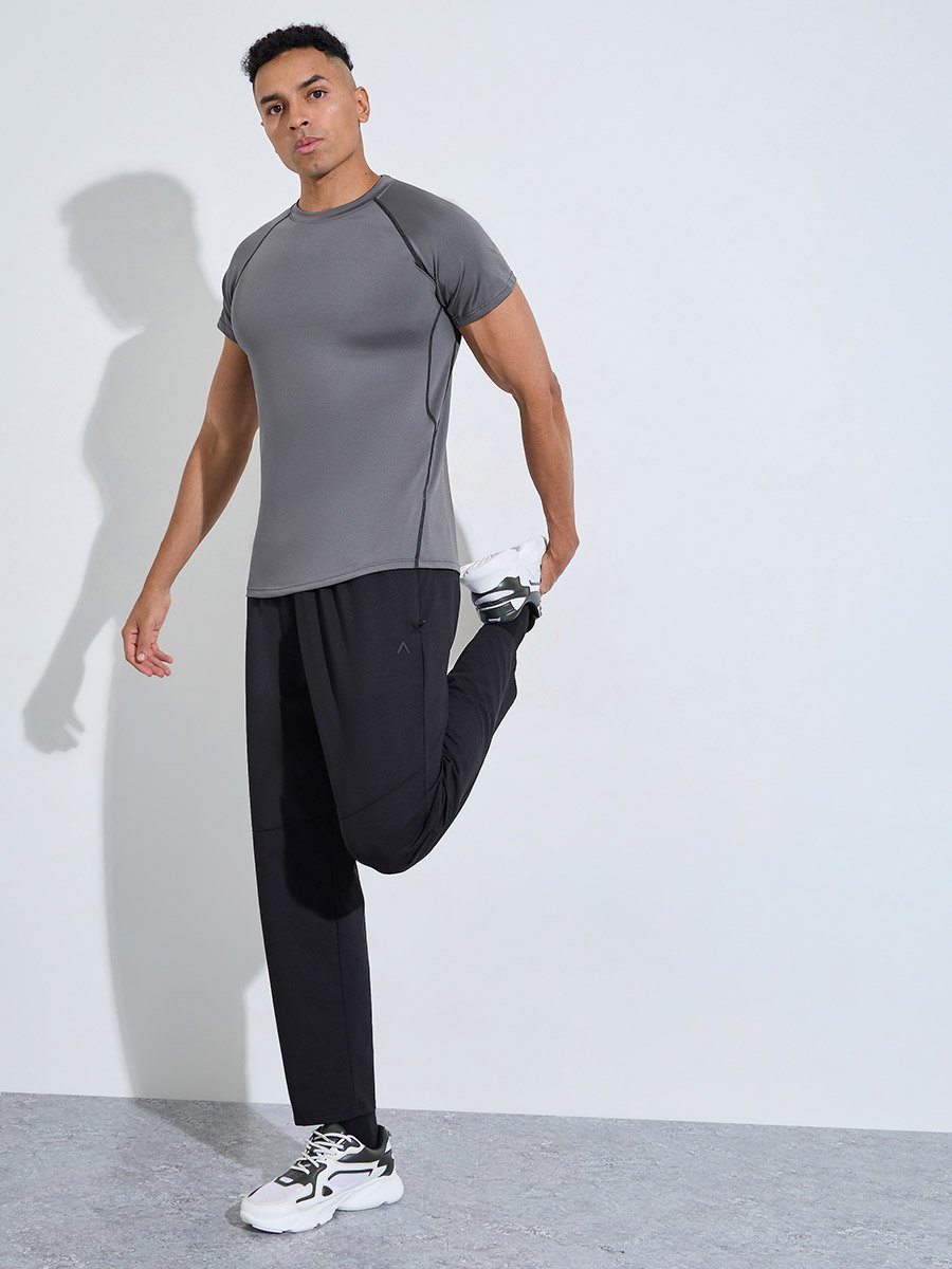 Black Solid Performance Track Pants