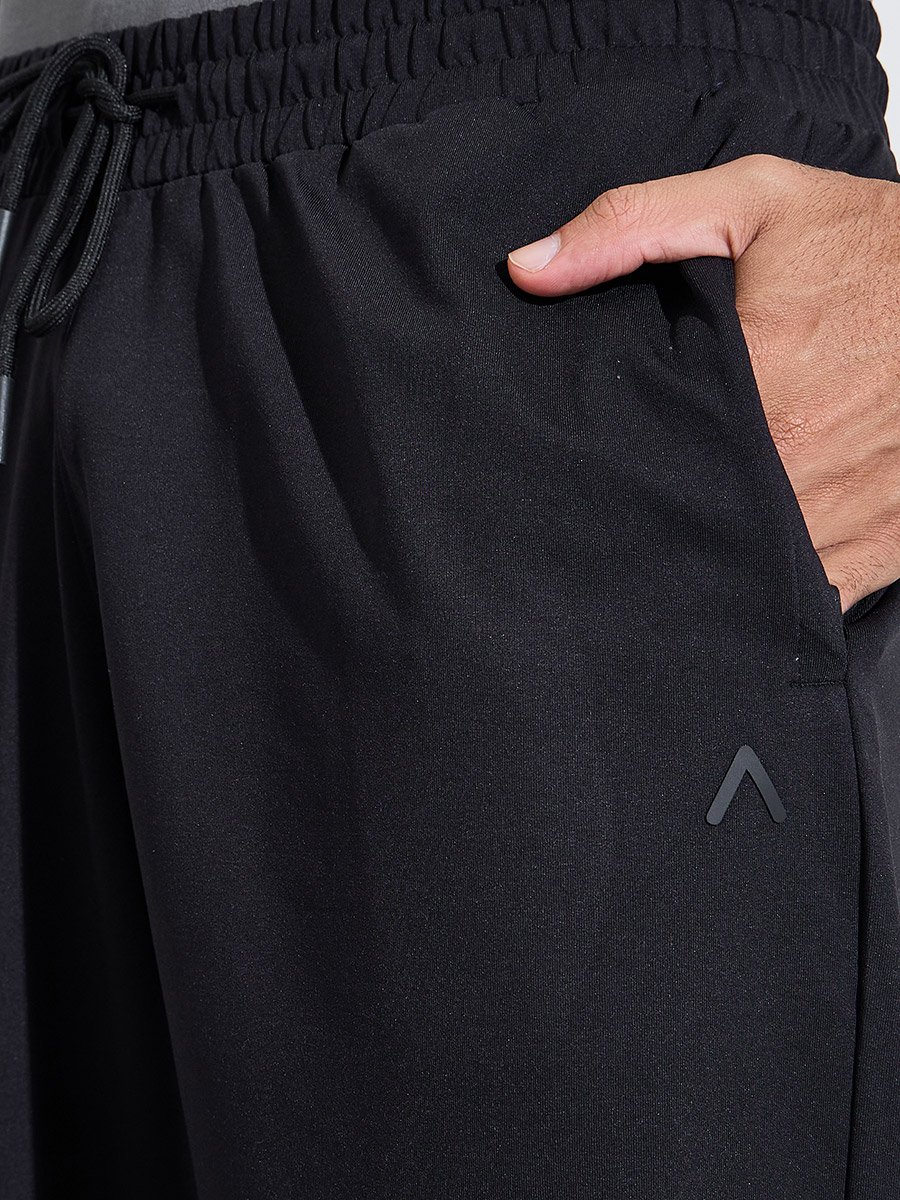 Black Solid Performance Track Pants