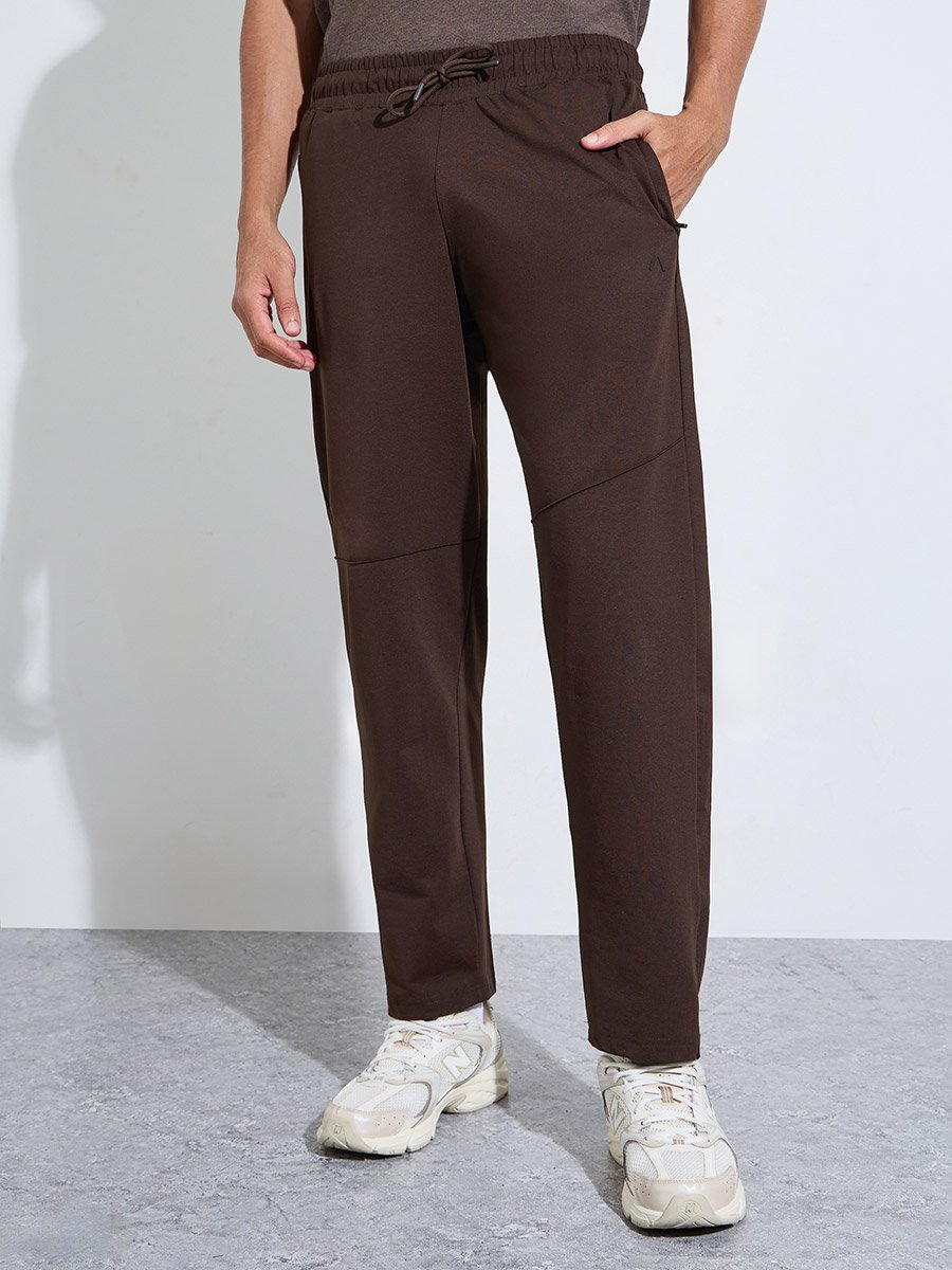 Brown Solid Performance Track Pants