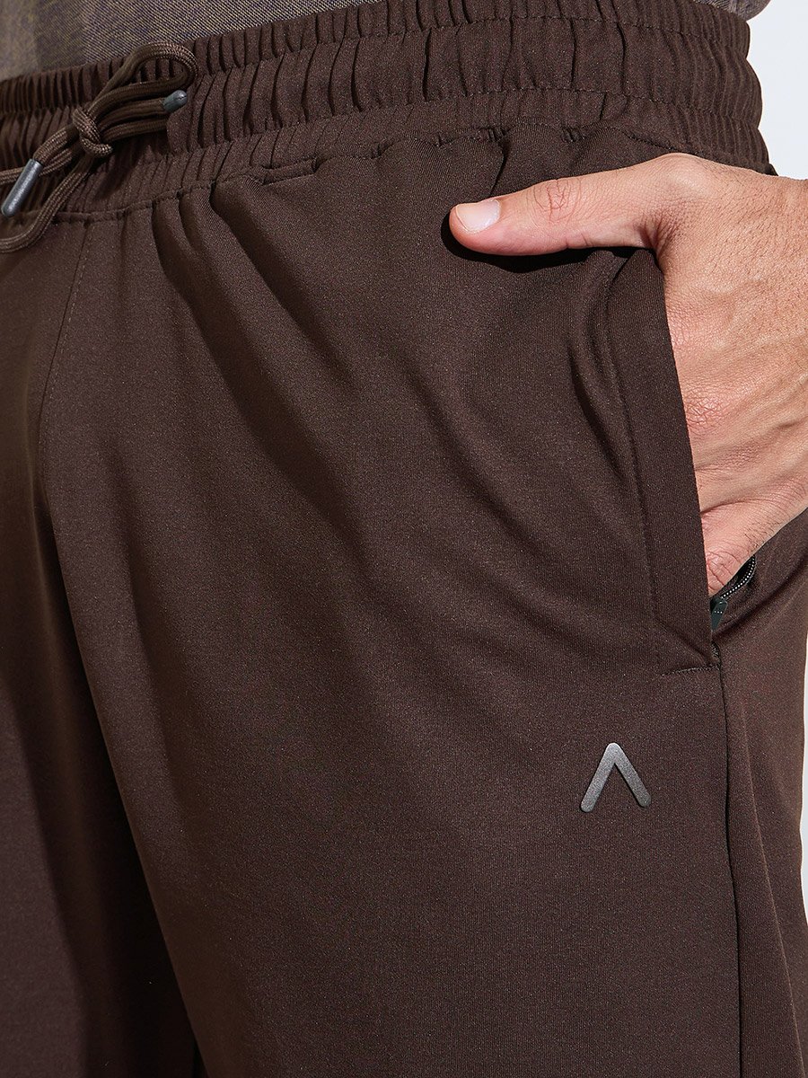 Brown Solid Performance Track Pants