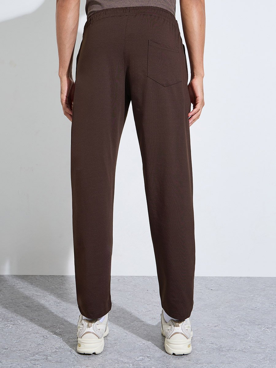 Brown Solid Performance Track Pants